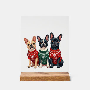 Christmas French Bulldogs Xmas Frenchie Dog Men Wo Acrylic Sign