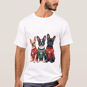 Christmas French Bulldogs Xmas Frenchie Dog Men Wo T-Shirt