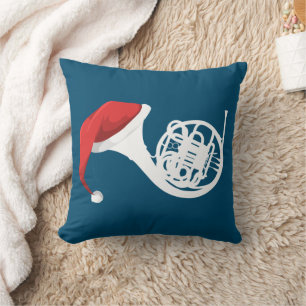 Christmas French Horn Shirt - Santa French Horn Throw Pillow