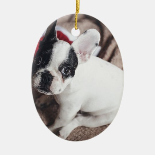 Christmas Frenchie Ceramic Ornament
