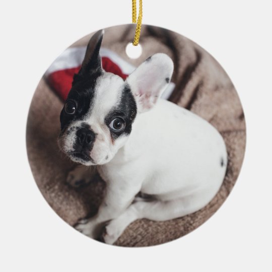 Christmas Frenchie Ceramic Ornament