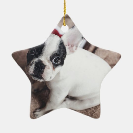 Christmas Frenchie Ceramic Ornament