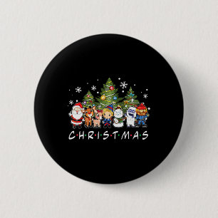 Christmas Friends Santa Rudolph Snowman Family Xma 2 Inch Round Button