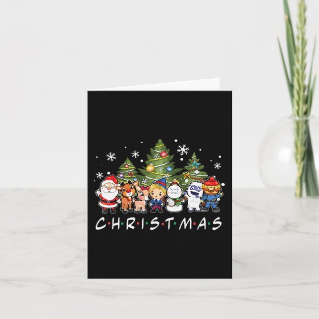 Christmas Friends Santa Rudolph Snowman Family Xma Card (Front)