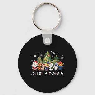Christmas Friends Santa Rudolph Snowman Family Xma Keychain
