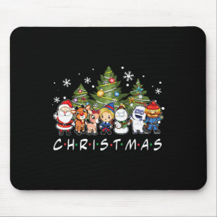 Christmas Friends Santa Rudolph Snowman Family Xma Mouse Pad