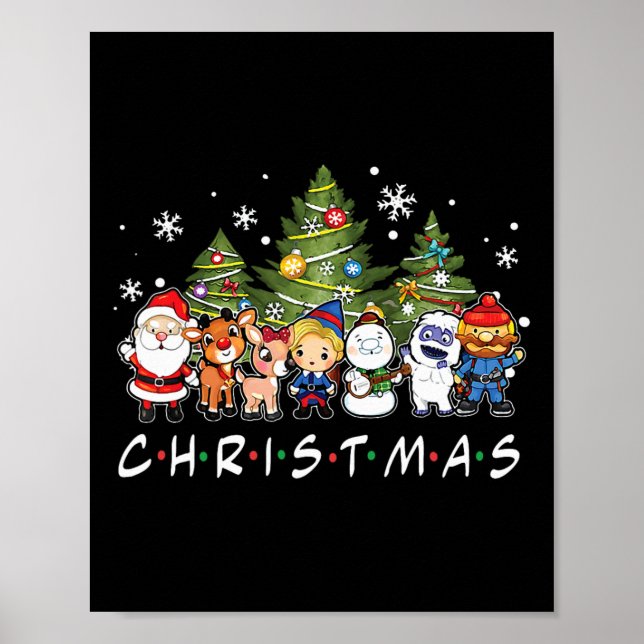 Christmas Friends Santa Rudolph Snowman Family Xma Poster (Front)