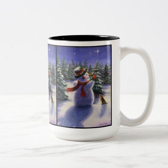 Christmas Friends Snowman and bunny winter mug (Right)