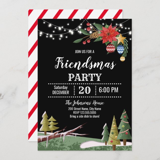 Christmas "Friendsmas" Party Invitation (Front/Back)