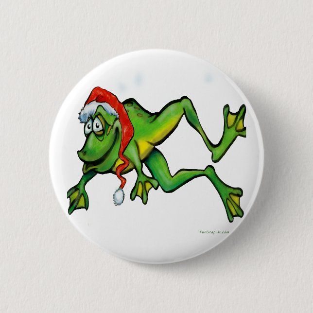 Christmas Frog 2 Inch Round Button (Front)
