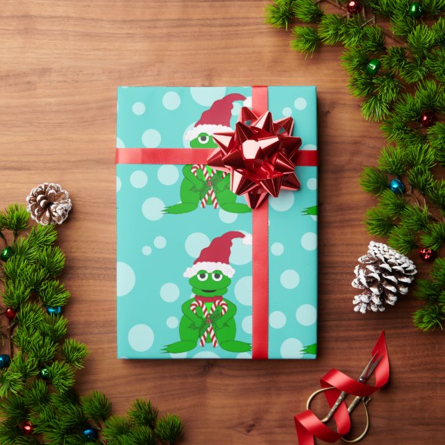Christmas Frog: Blue Wrapping Paper (Holiday Gift)