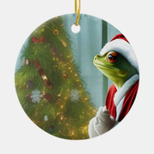 Christmas Frog Ceramic Ornament