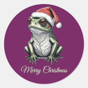 Christmas Frog Cottagecore Vintage Victorian Classic Round Sticker