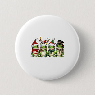Christmas Frog Crew Santa Elf Reindeer Xmas Lights 2 Inch Round Button