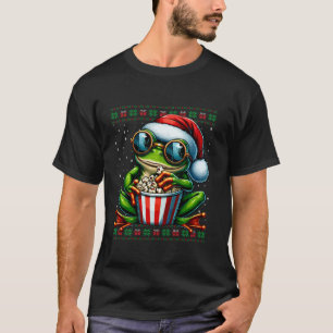 Christmas Frog Eating Popcorn Ugly Christmas Sweat T-Shirt