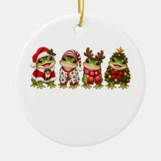Christmas Frog Holiday Friends Ceramic Ornament