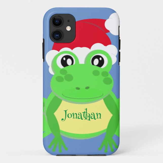 Christmas Frog Santa Hat Blue Novelty  Case-Mate iPhone Case (Back)