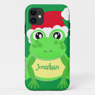 Christmas Frog Santa Hat Green Novelty  iPhone 11 Case