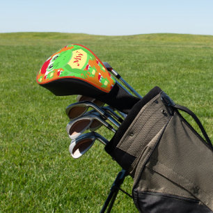 Christmas Frog Santa Hat Pattern Orange Novelty  Golf Head Cover
