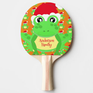 Christmas Frog Santa Hat Pattern Orange Novelty Ping Pong Paddle