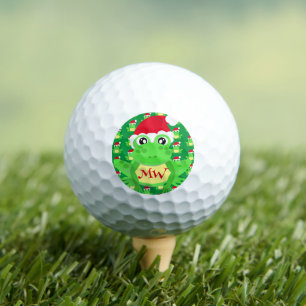 Christmas Frog Santa Pattern Green Novelty  Golf Balls