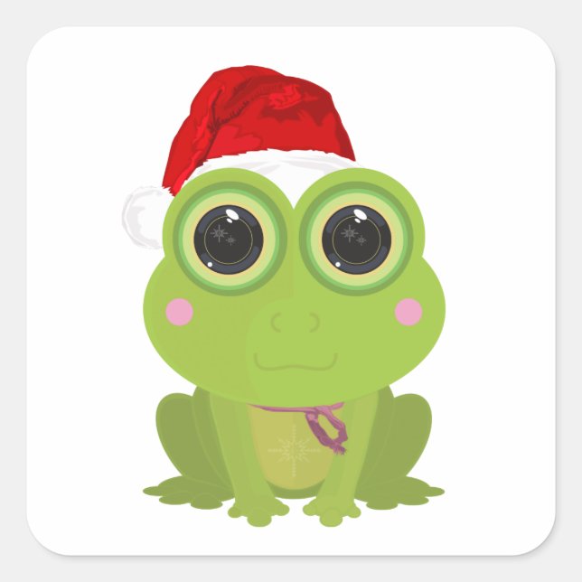 Christmas Frog Square Sticker (Front)