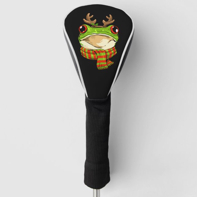 Christmas Frog Toad Santa Clause Reindeer Xmas Golf Head Cover (Front)