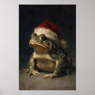 Christmas Frog Wall Art Cozy Holiday Print, Xmas