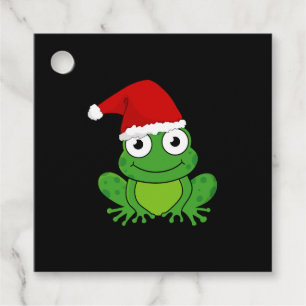 Christmas Frog with Santa Hat Favour Tags