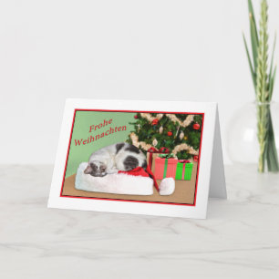 Christmas, Frohe Weihnachten, German, Sleeping Cat Holiday Card