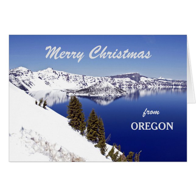 Christmas from Oregon Crater Lake Greeting Card (Front Horizontal)