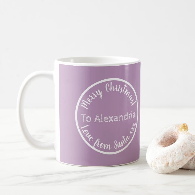 Christmas From Santa Personalized Purple Lilac Coffee Mug (With Donut)