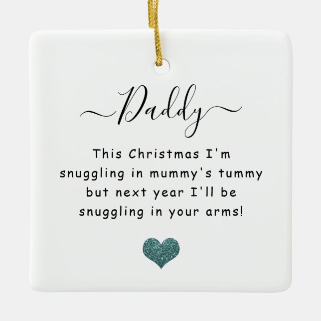 Christmas from the bump dad to be ceramic ornament (Front)