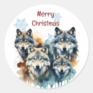 Christmas from Wolf Family Customize  Classic Round Sticker