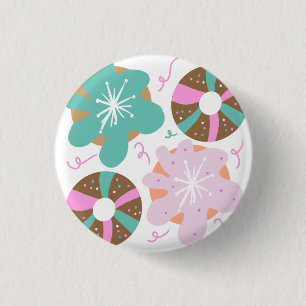 Christmas Frosted Doughnuts Pink Doodles     1 Inch Round Button