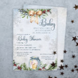 Christmas Frosty Snowly Winter Baby Shower Invitation<br><div class="desc">Baby, it's cold outside, but our hearts are warm with joy. Time to celebrate your winter wonderland Baby Shower theme. Cozy watercolor winter design featuring modern calligraphy script, fir and holly wreath with bow, burning candle on frosty snowly background. The text can easily be personalized for a unique one of...</div>