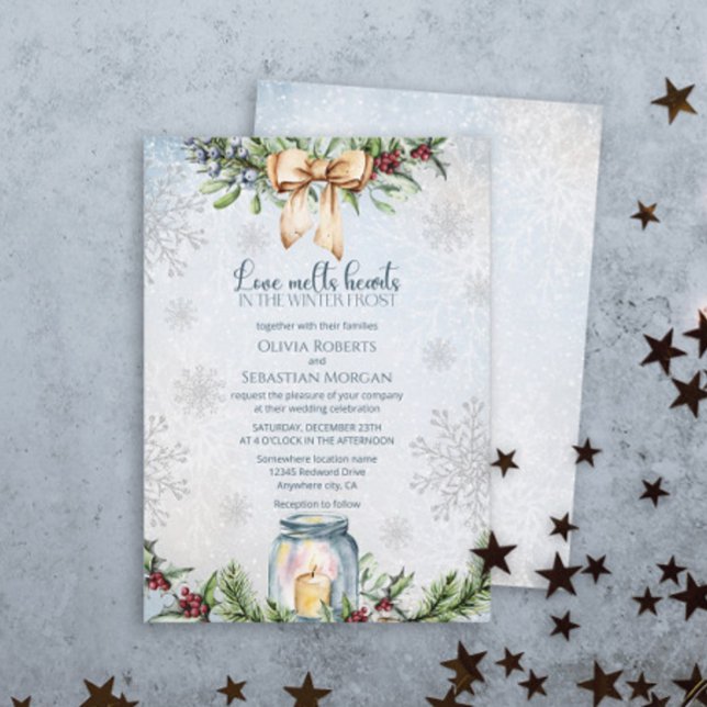 Christmas Frosty Snowly Winter Wedding Invitation (Creator Uploaded)