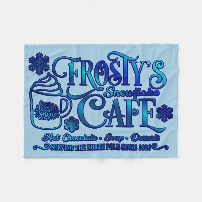Christmas Frosty's Snowflake Cafe Fleece Blanket (Front (Horizontal))