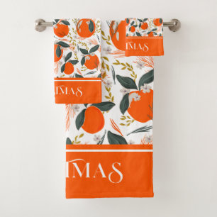 Christmas fruit and flowers pattern bath towel set