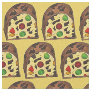 Christmas Fruit Cake Slice Holiday Fruitcake Xmas Fabric