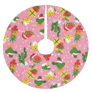 christmas fruit strawberry watermelon lemon  brushed polyester tree skirt
