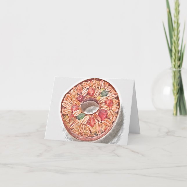 Christmas fruitcake watercolor painting holiday card (Front)