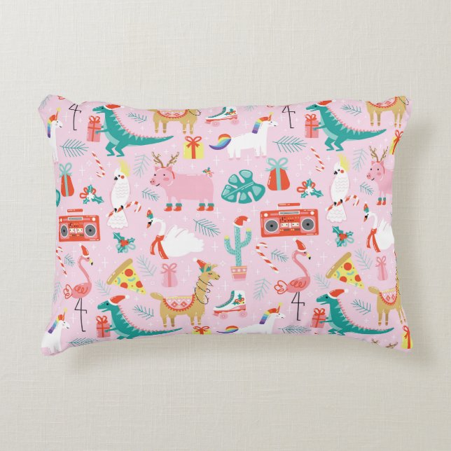 Christmas Fun: Animal Seamless Pattern. Accent Pillow (Front)