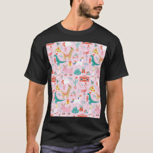Christmas Fun: Animal Seamless Pattern. T-Shirt