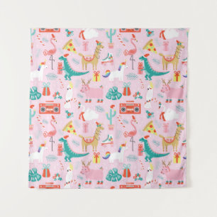 Christmas Fun: Animal Seamless Pattern. Tapestry
