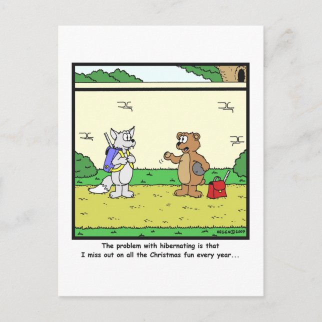 Christmas fun: Bear cartoon Holiday Postcard (Front)