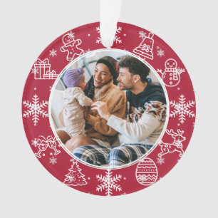 Christmas Fun Double Sided Name & Year Photo Ornament