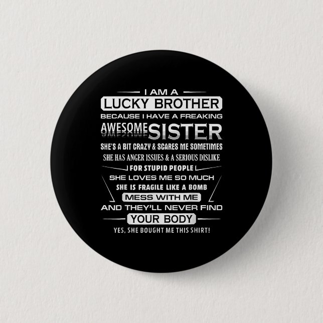 Christmas Fun For Brother From Sister 1 2 Inch Round Button (Front)