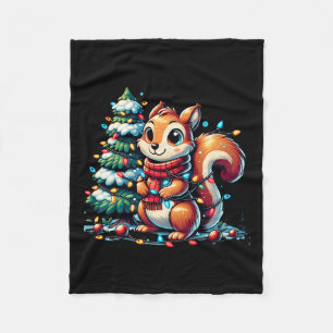 Christmas Fun For Kids Winter Squirrel And Xmas Co Fleece Blanket