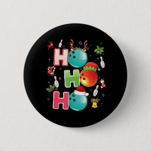 Christmas Fun Ho Ho Ho Bowling Pajama Santa Lover  2 Inch Round Button